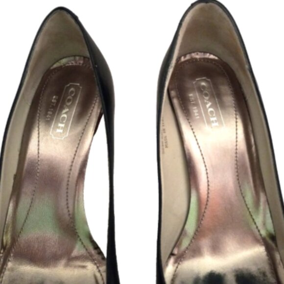Coach Black Leather Stiletto Pumps Sz 7.5 Pointed Toe High Heels Made in Italy - Picture 6 of 11